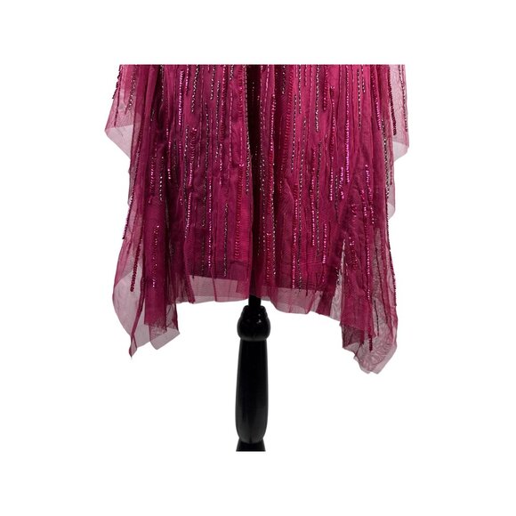Adrianna Papell Embellished Rhinestones Kaftan Shift Dress Red Plum Size XS - Picture 9 of 16